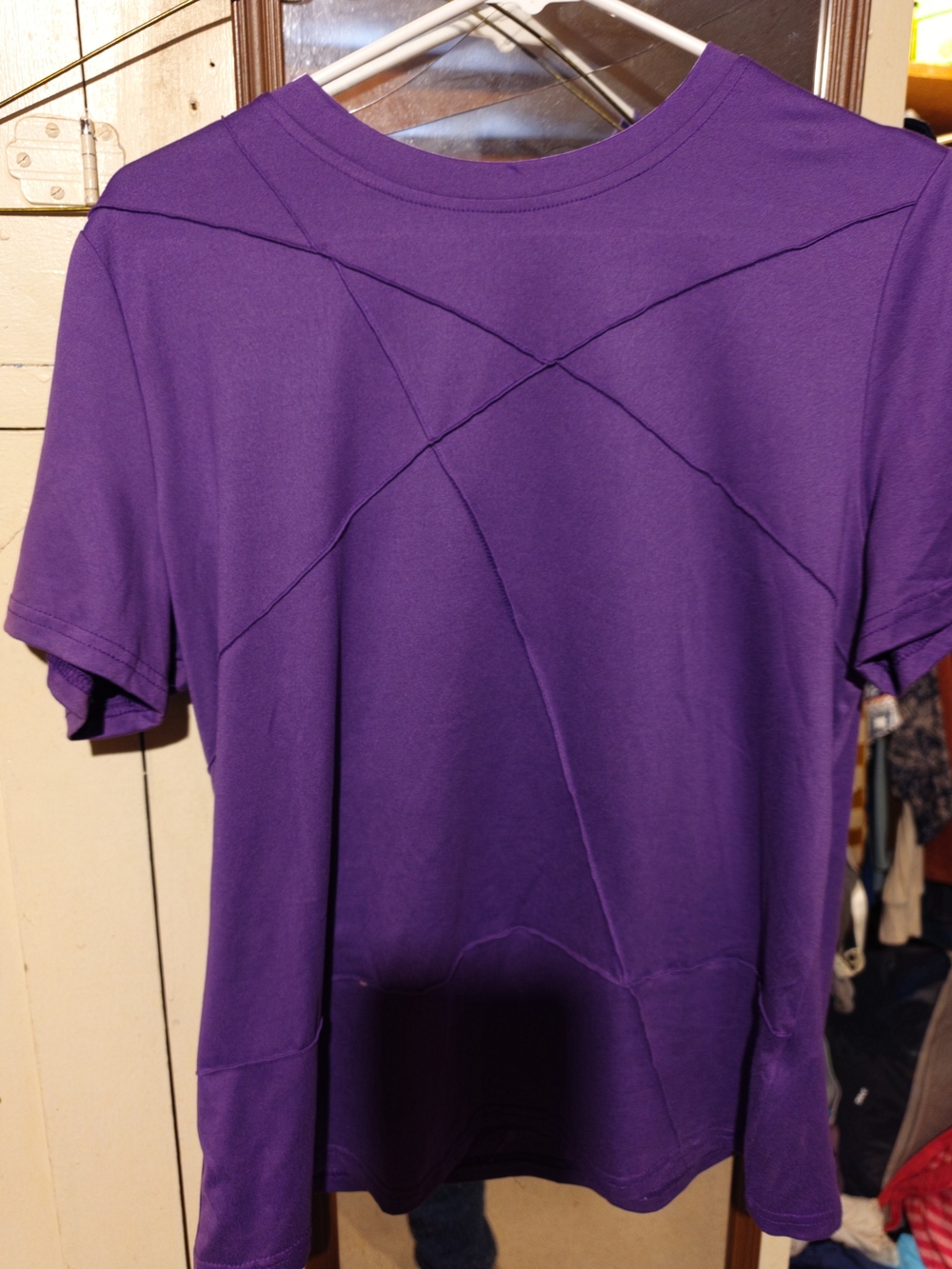 SHEIN Purple Short Sleeve Tee with Seamed Cross Detail